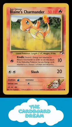 Blaine's Charmander Gym Heroes #061/132 Pokemon Card MP WotC - Image 1