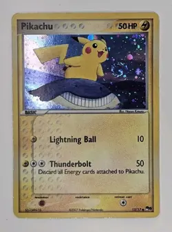 Pikachu - 12/17 Error Inverted Back Holo Rare 2007 MP Pokemon Card - BURP SWIRL - Image 1