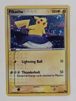 Pikachu - 12/17 Error Inverted Back Holo Rare 2007 MP Pokemon Card - BURP SWIRL - Image 3