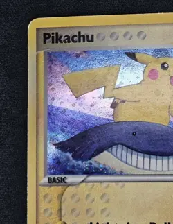 Pikachu - 12/17 Error Inverted Back Holo Rare 2007 MP Pokemon Card - BURP SWIRL - Image 4