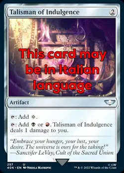 MTG TALISMAN OF INDULGENCE 257 EXC - TALISMANO DELL'INDULGENZA - 40K IT - MAGIC - Image 1