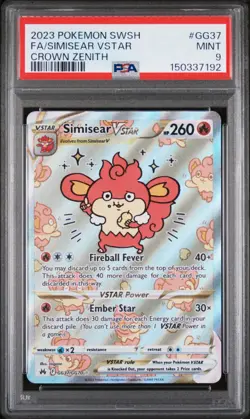 PSA 9 Simisear Vstar #GG37 Pokemon Sword And Shield Crown Zenith 250001 - Image 1