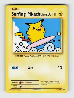 Surfing Pikachu 111/108 Secret Rare Evolutions Pokemon 2016 Lightly Played - Image 1