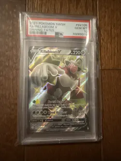 2021 Pokemon Sword and Shield Shining Fates Rillaboom V Shiny Vault PSA 10 - Image 1