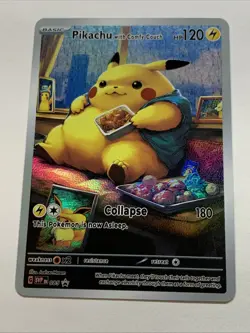 Pikachu With Comfy Couch Pokemon Card Holo Foil Art Anime Van Gogh Portrait Fat - Image 1