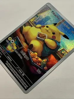 Pikachu With Comfy Couch Pokemon Card Holo Foil Art Anime Van Gogh Portrait Fat - Image 3