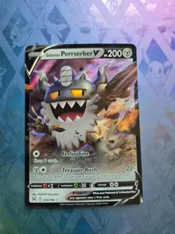 Galarian Perrserker V 129/196 Holo V Rare Lost Origin Pokemon Near Mint - Image 1