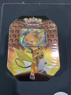 Pokemon TCG Hidden Fates Tin (4 Packs) + Raichu GX Promo NEW Sealed 820650804816 - Image 1