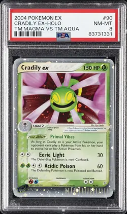 2004 POKEMON EX TEAM MAGMA VS TEAM AQUA #90 CRADILY EX-HOLO PSA 8 - Image 1