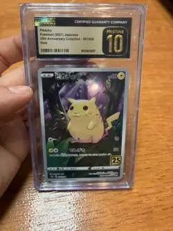 CGC Pristine 10 Pokemon Pikachu 001/028 S8a 25th Anniversary Holo JP 2021 - Image 1
