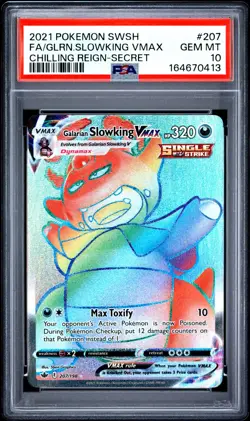 2021 Pokemon Chilling Reign Galarian Slowking Vmax Rainbow Rare 207/198 - PSA 10 - Image 1