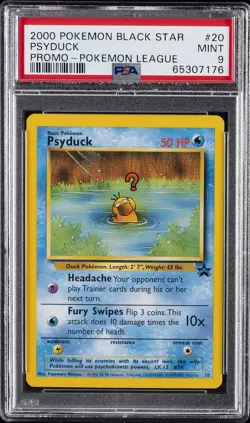 2000 POKEMON PROMO BLACK STAR POKEMON LEAGUE #20 PSYDUCK PSA 9 - Image 1
