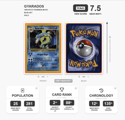 Pokemon TCG Gyarados 6/102 WOTC 1999 Base Set Holo - Graded TAG 7.5 NM+ - Image 3