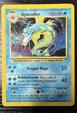 Pokemon TCG Gyarados Base Set 6/102 Holo 1999-2000 Wizards Base Set Copyright... - Image 1