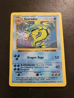 1999 Base Set Gyarados Holo 6/102 Rare WOTC Pokemon Card TCG Original - Image 1