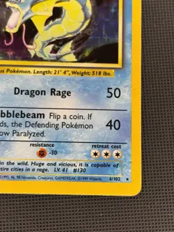Pokemon TCG Gyarados Base Set 6/102 Holo Wotc 1999 Card Light Play Condition - Image 4