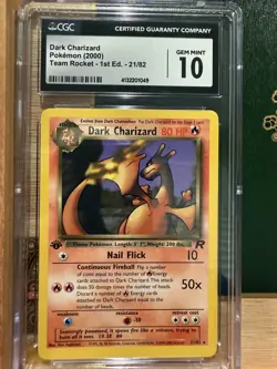 CGC 10 Dark Charizard First Edition Team Rocket GEM MINT Pokemon Card - Image 1