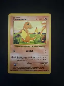 Pokemon Card Charmander Base Shadowless 1999 46/102 NM- - Image 1
