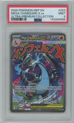 2025 Pokemon MEP EN-ME Black Star Promo #023 Charizard X EX PSA 9 - Image 1