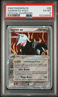 PSA 6 Aggron ex 89/100 Crystal Guardians Pokemon Card - Image 1