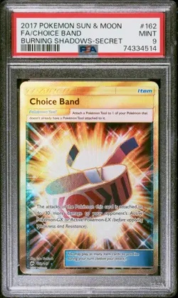 CHOICE BAND 162/147 SECRET BURNING SHADOWS POKEMON PSA 9 - Image 1