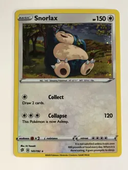 Pokemon TCG Promo Cosmos Holo Rebel Clash Snorlax 141/192 Near Mint - Image 1