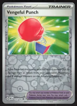 Pokemon Vengeful Punch Uncommon 197/197 OBF Reverse Holofoil NM - Image 1