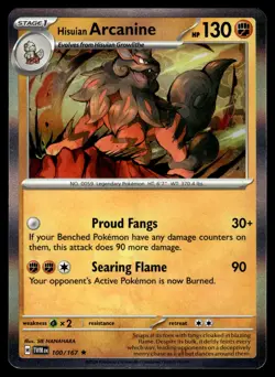 Hisuian Arcanine 100/167 Rare Twilight Masquerade Pokemon Holo Near Mint - Image 1