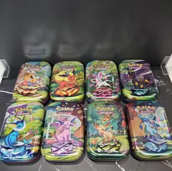 Pokemon TCG Prismatic Evolutions Mini Tins x 8 Full Art Set New/Sealed - Image 1
