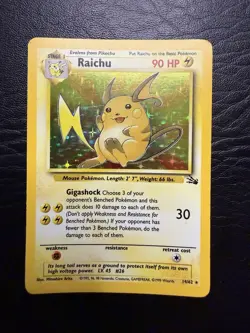 Pokemon TCG Raichu Fossil Holo Rare 14/62 90 MP English 1999 - Image 1