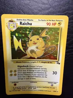 Pokemon TCG Raichu Fossil Holo Rare 14/62 90 MP English 1999 - Image 2