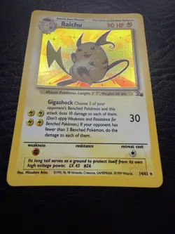 Pokemon TCG Raichu Fossil Holo Rare 14/62 90 MP English 1999 - Image 3