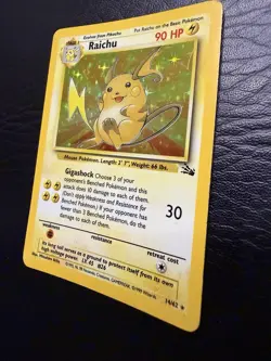 Pokemon TCG Raichu Fossil Holo Rare 14/62 90 MP English 1999 - Image 4