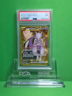 POKEMON 2025 DESTINED RIVALS TEAM ROCKET'S MEWTWO EX HYPER RARE 240 PSA 9 - Image 1