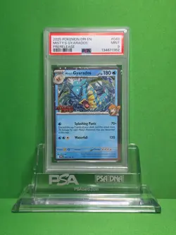 POKEMON 2025 DESTINED RIVALS MISTY'S GYARADOS PRERELEASE SET STAMP 049 PSA 9 - Image 1