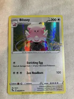 Pokemon TCG Blissey Card Cosmos Holo Rare 052/078 Pokemon Go NM Condition - Image 1