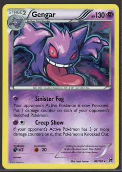 Pokemon Gengar Holo Rare TCG Card 60/162 XY Breakthrough Light Played - Image 1