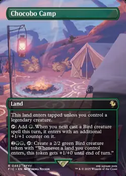 1x Lightly Played, English Chocobo Camp - Foil - Borderless - Commander: FINAL F - Image 1