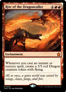 MTG Rite of the Dragoncaller NM M 92 Foundations - Image 1