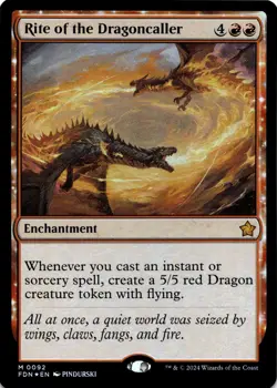 MTG Rite of the Dragoncaller FOIL NM M 92 Foundations - Image 1