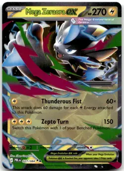 MEGA ZERAORA EX 027/084 -- NEAR MINT -- DOUBLE RARE PITCH BLACK POKEMON HOLO -- - Image 1