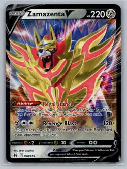 Zamazenta V 098/159 Holo V Rare Crown Zenith Pokemon Near Mint - Image 1