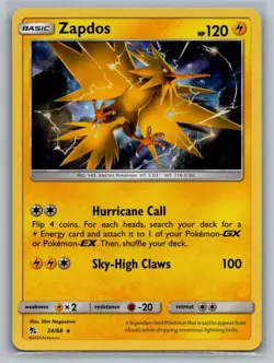 Zapdos 24/68 Holo Rare Hidden Fates Pokemon Holo Near Mint - Image 1