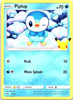 Piplup 020/025 McDonald's 25th Anniversary Promos Pokemon NM - Image 1