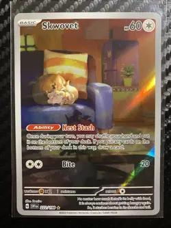 Pokemon TCG Scarlet & Violet Skwovet Illustration Rare Holo Card 222/198 - Image 1