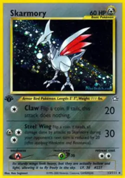 Lightly Played Skarmory - 13/111 - Holo Rare - 1st Edition Pokemon Neo Genesis - Image 1