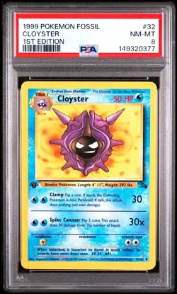 1999 Pokemon Fossil Cloyster 32/62 1st Edition PSA 8 NM-MT Uncommon Vintage WOTC - Image 1