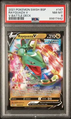 2021 POKEMON SWSH BLACK STAR PROMO V BATTLE DECK #147 RAYQUAZA V PSA 8 - Image 1