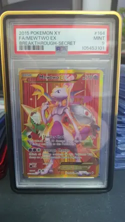 PSA 9 MINT Pokemon Mewtwo EX Breakthrough Secret 164/162 + guard - Image 1