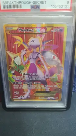 PSA 9 MINT Pokemon Mewtwo EX Breakthrough Secret 164/162 + guard - Image 2